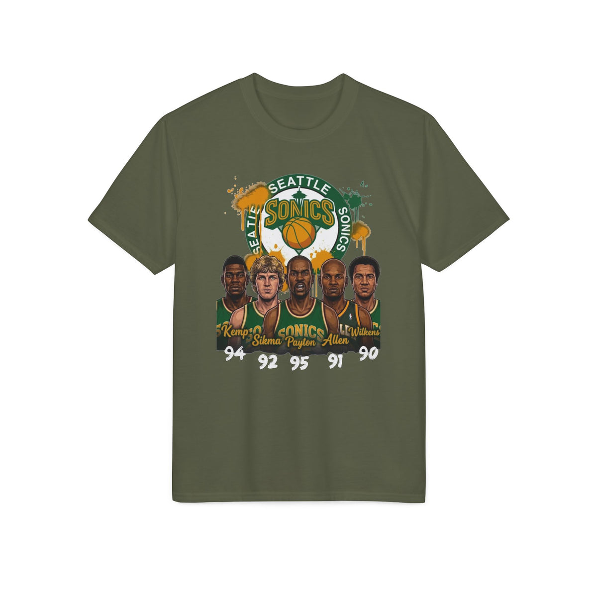 Seattle Sonics Vintage Players Graphic T-Shirt — Retro Basketball Jersey Tribute