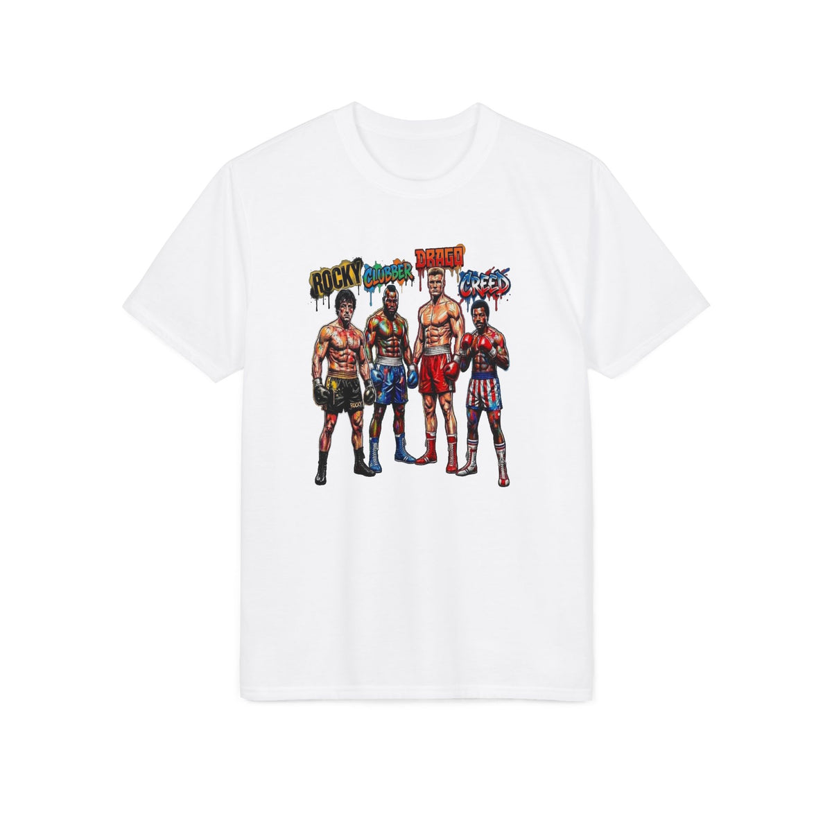 Boxing Legends Graphic T-Shirt — Rocky, Apollo & Clubber Visual Tee