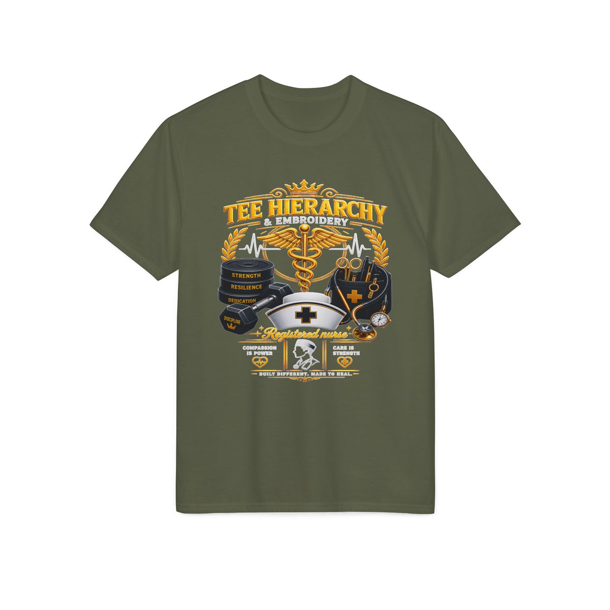 Nurse & EMS ‘Tee Hierarchy’ Medical Emblem Performance T-Shirt male