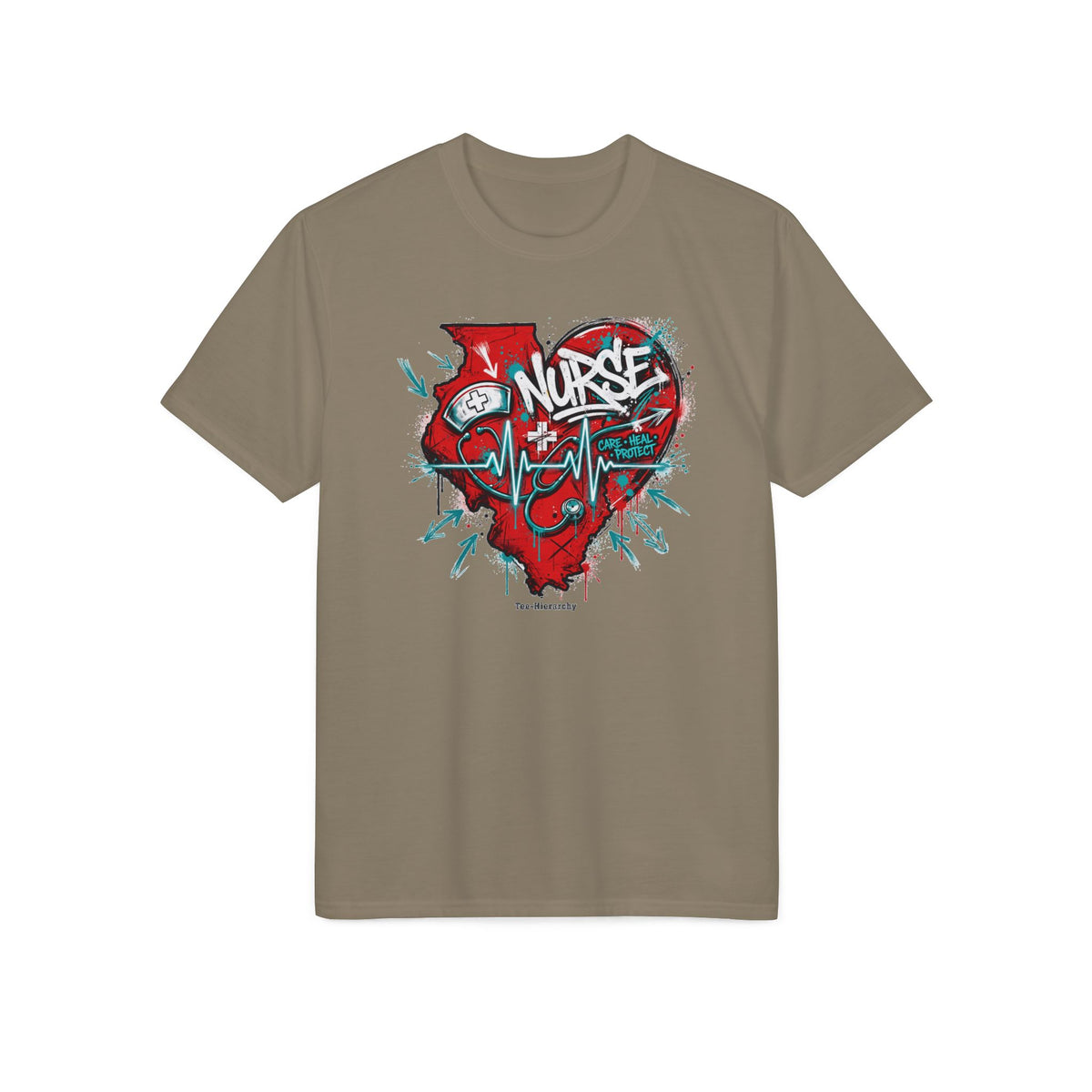 Nurse Heartbeat Performance T-Shirt — Graffiti Nurse ECG Design