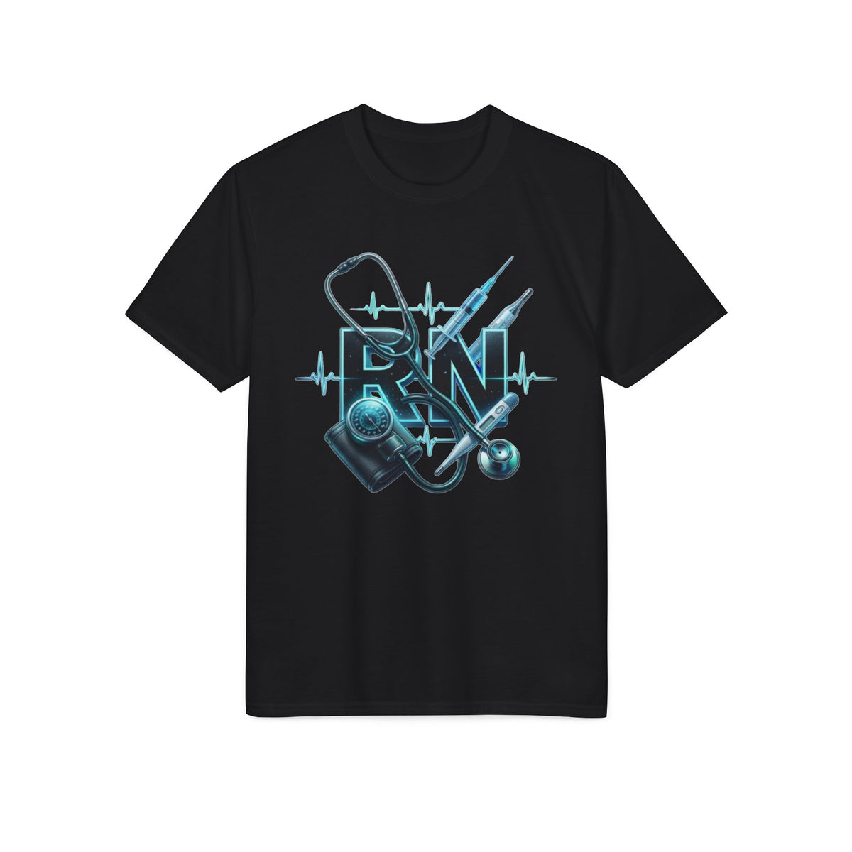 Medical Team T-Shirt — Stethoscope & Scrubs Heartbeat Design