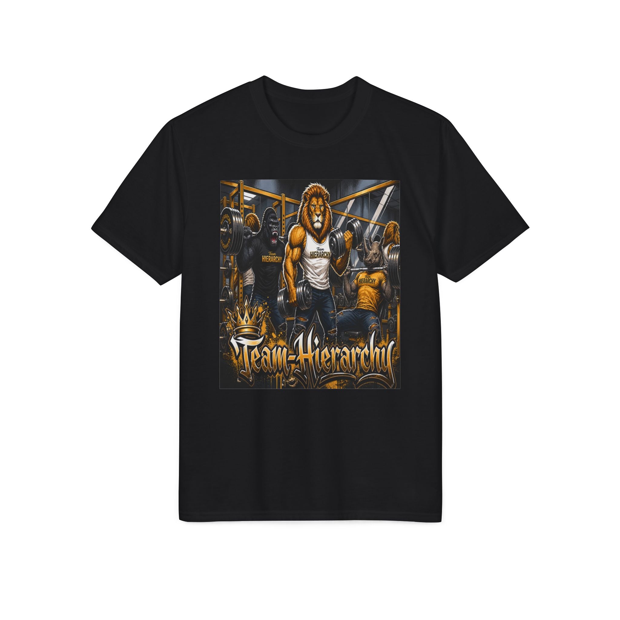 Lion Gym T-Shirt — 'Team Hierarchy' Strength Training Graphic Tee