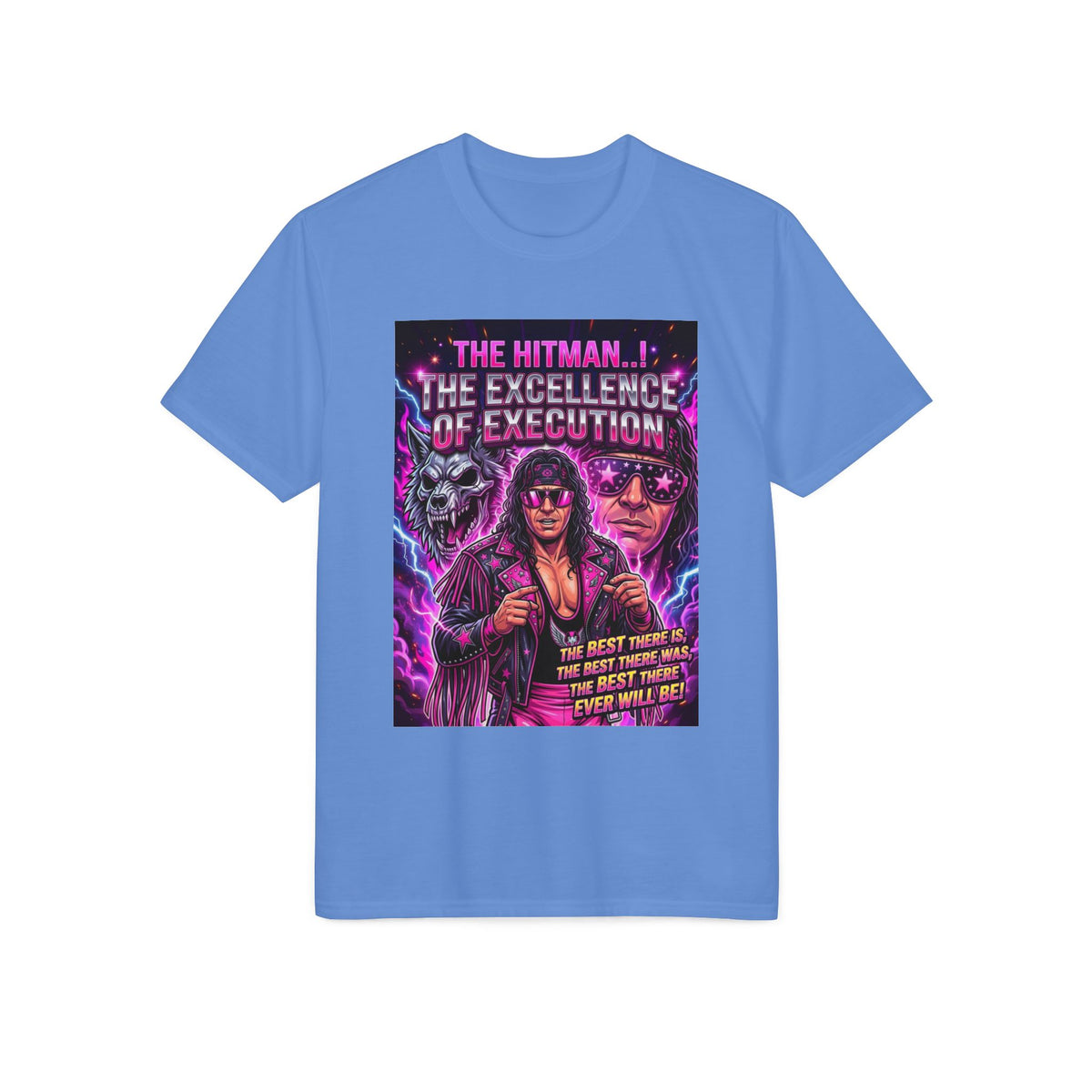 Retro Synthwave Wrestler T-Shirt — "The Hitman: The Excellence of Execution" Graphic Tee