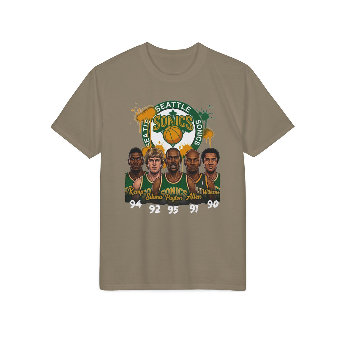 Seattle Sonics Vintage Players Graphic T-Shirt — Retro Basketball Jersey Tribute