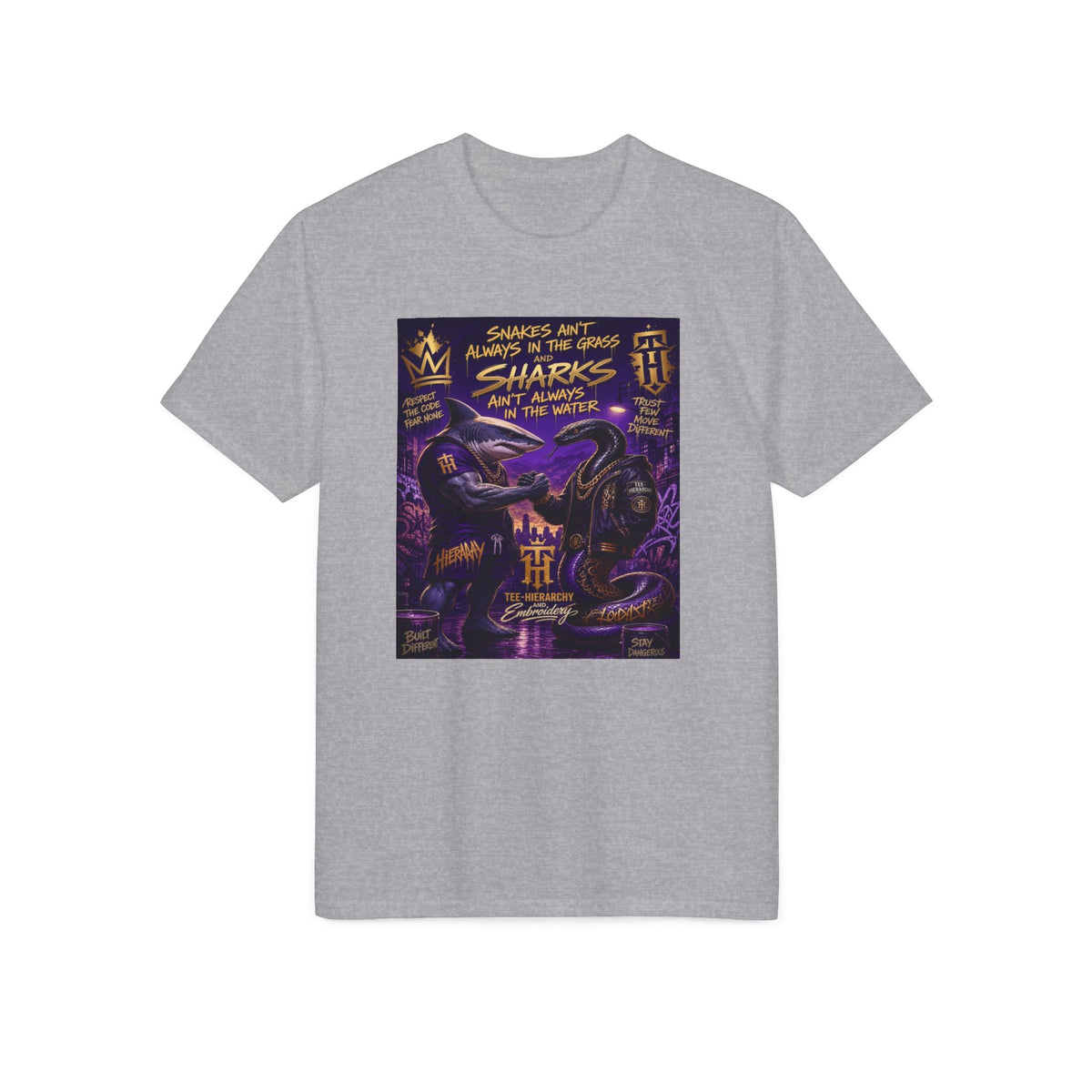 Sharks Ain't Afraid Performance T-Shirt — Bold Shark Graphic Tee for Surfers & Ocean Lovers