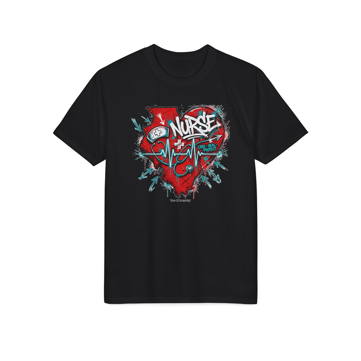 Nurse Heartbeat Performance T-Shirt — Graffiti Nurse ECG Design