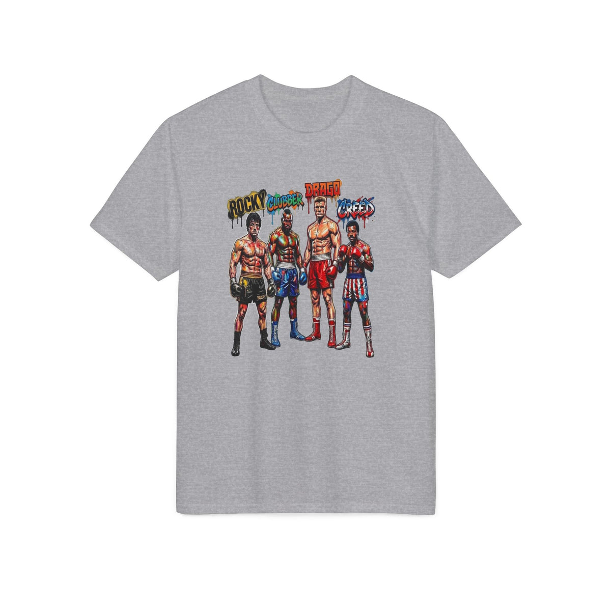 Boxing Legends Graphic T-Shirt — Rocky, Apollo & Clubber Visual Tee