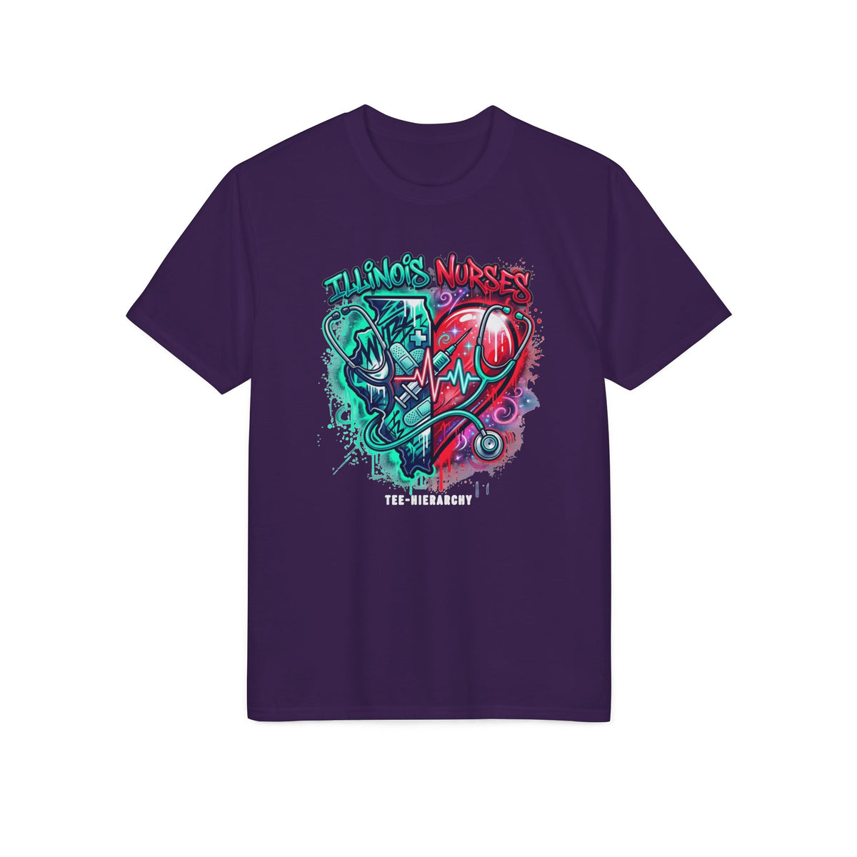 Nurse Heartbeat Graphic T-Shirt — "Nurses" Split Heart Medical Tee
