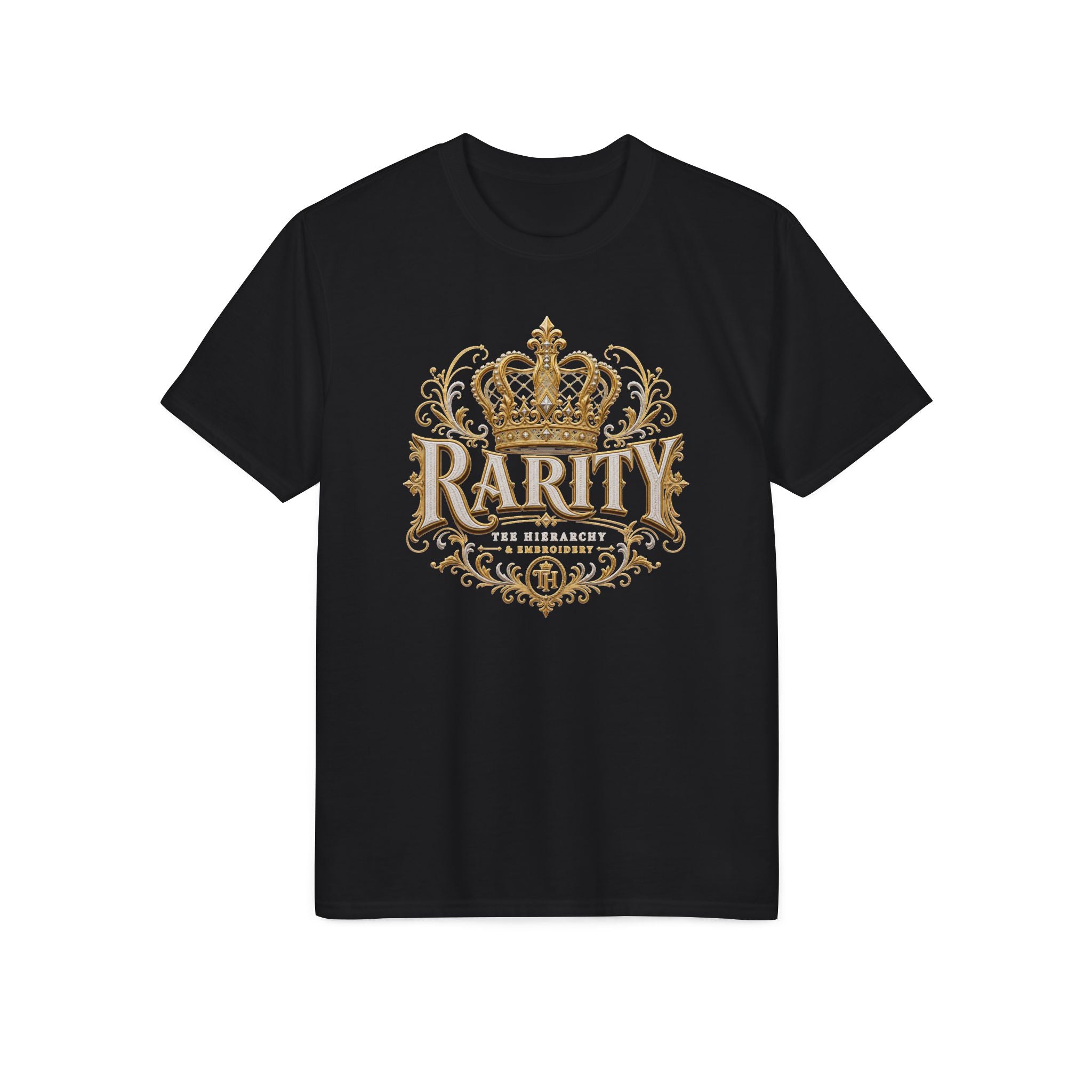 Royalty Rarity Crown T-Shirt — Gold Ornate Monarch Graphic