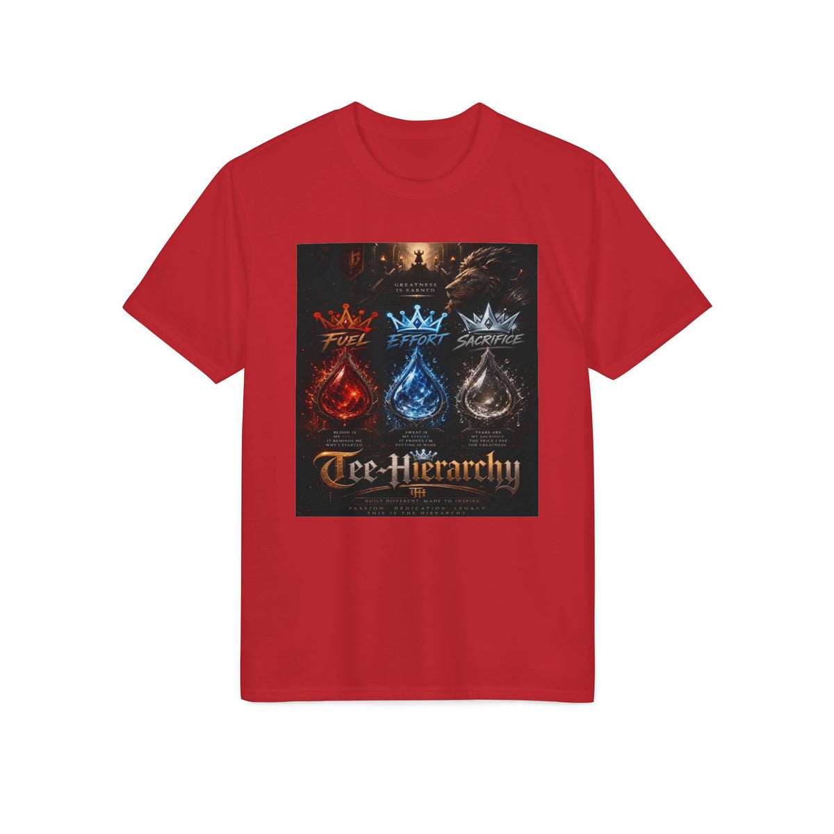 Arcane Elements Tee — Fire Water Earth Crown 'Tee-Hierarchy' Fantasy Graphic T-Shirt