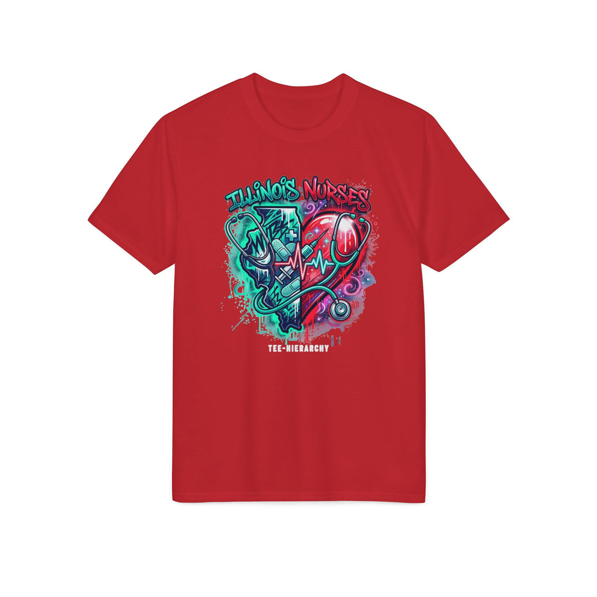 Nurse Heartbeat Graphic T-Shirt — "Nurses" Split Heart Medical Tee