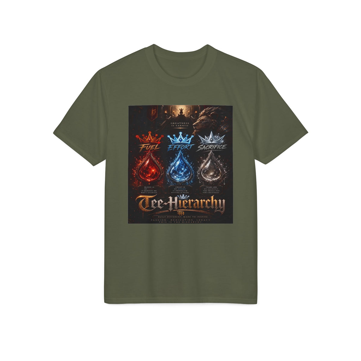 Arcane Elements Tee — Fire Water Earth Crown 'Tee-Hierarchy' Fantasy Graphic T-Shirt