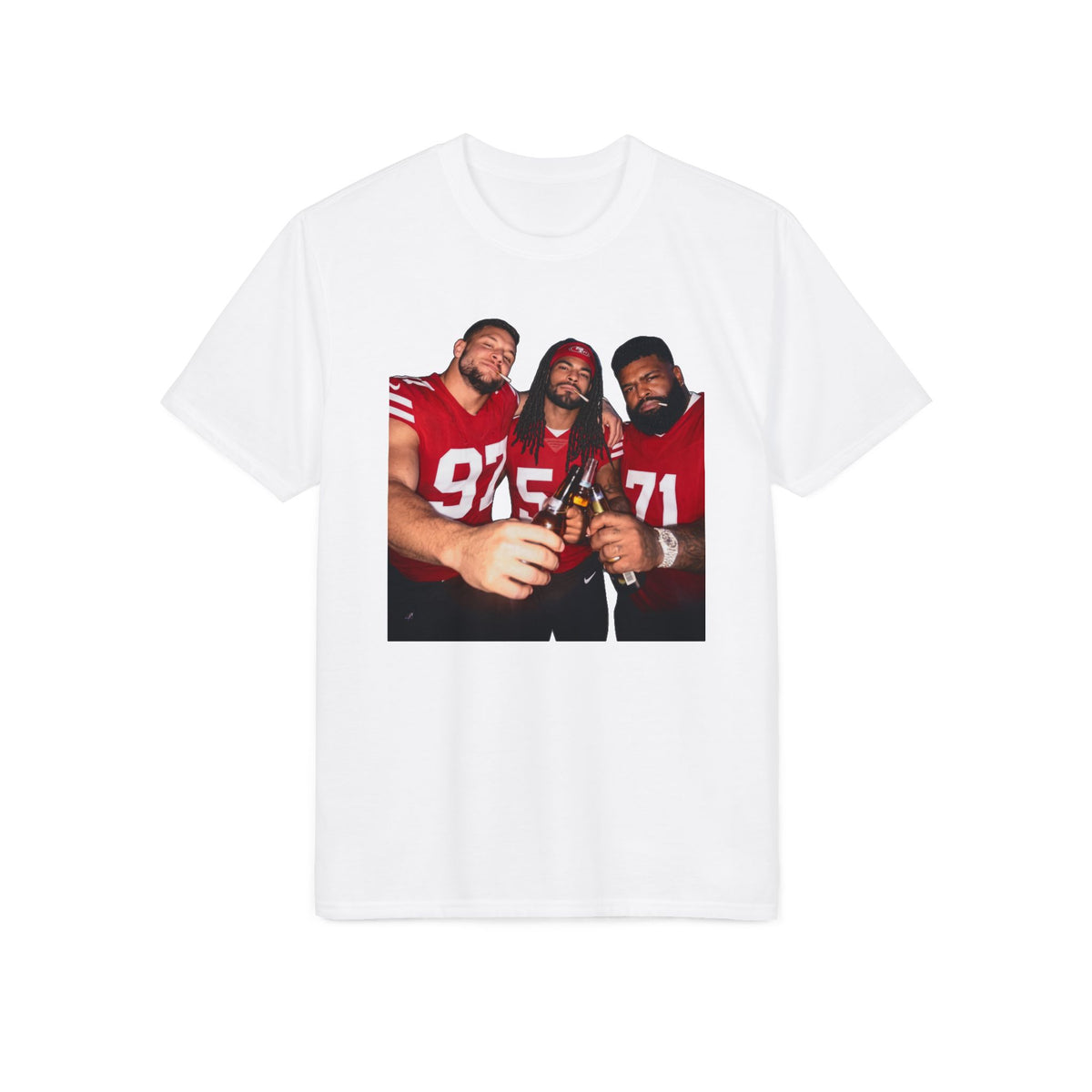 Football Team Photo T-Shirt — Teammates Celebratory Print