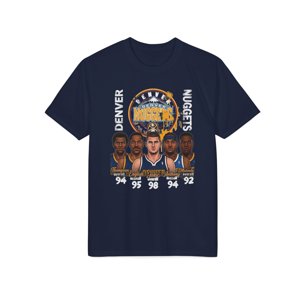 Denver Nuggets Retro Roster Graphic T-Shirt — Basketball Team Fan Tee