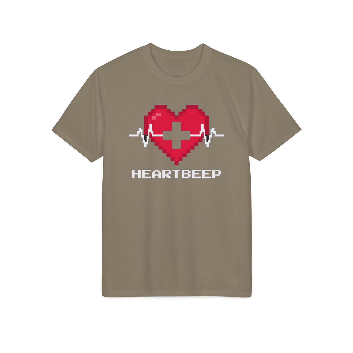 Pixel Heartbeat T-Shirt — Retro 8-Bit Heart with EKG Pulse (Heartbeat)