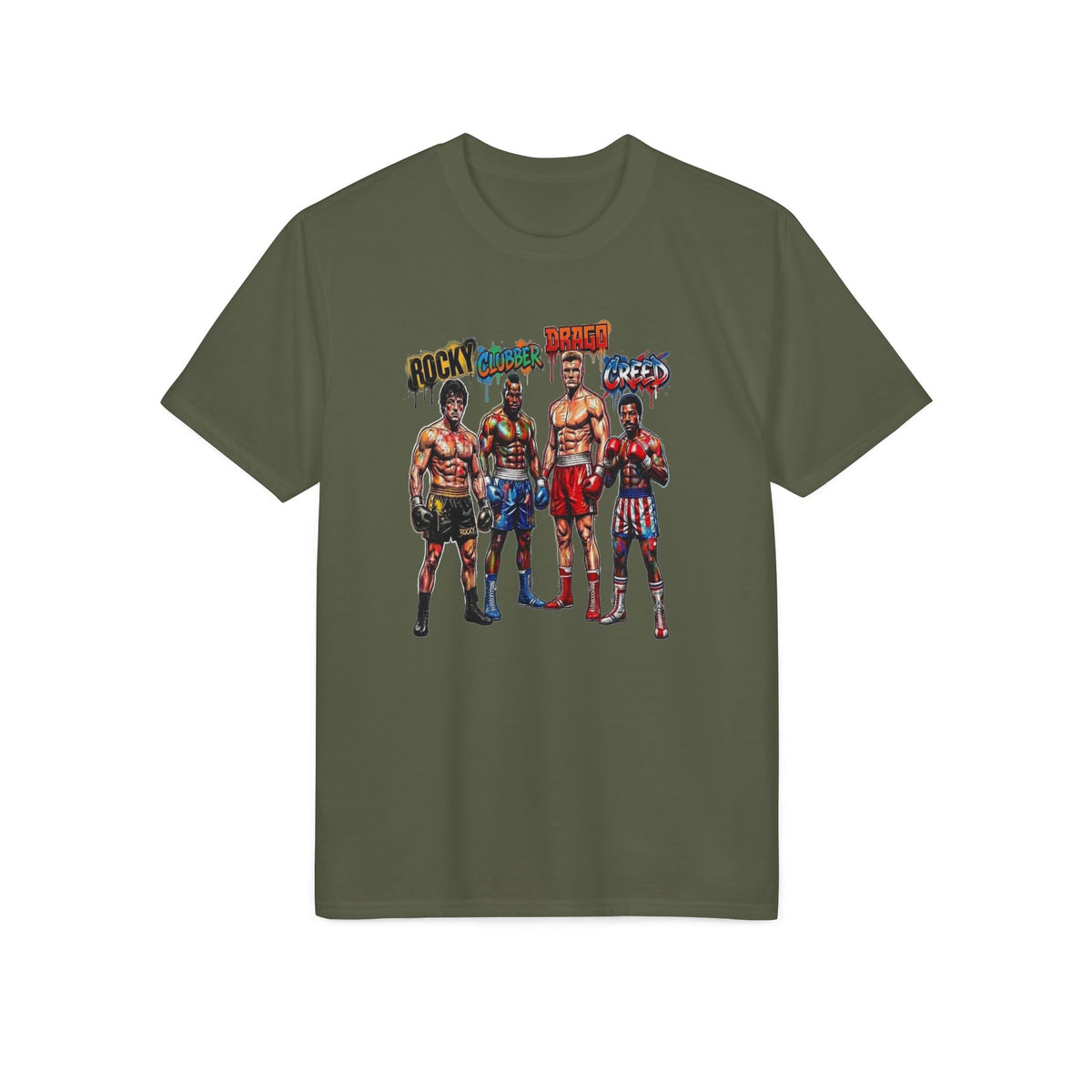 Boxing Legends Graphic T-Shirt — Rocky, Apollo & Clubber Visual Tee