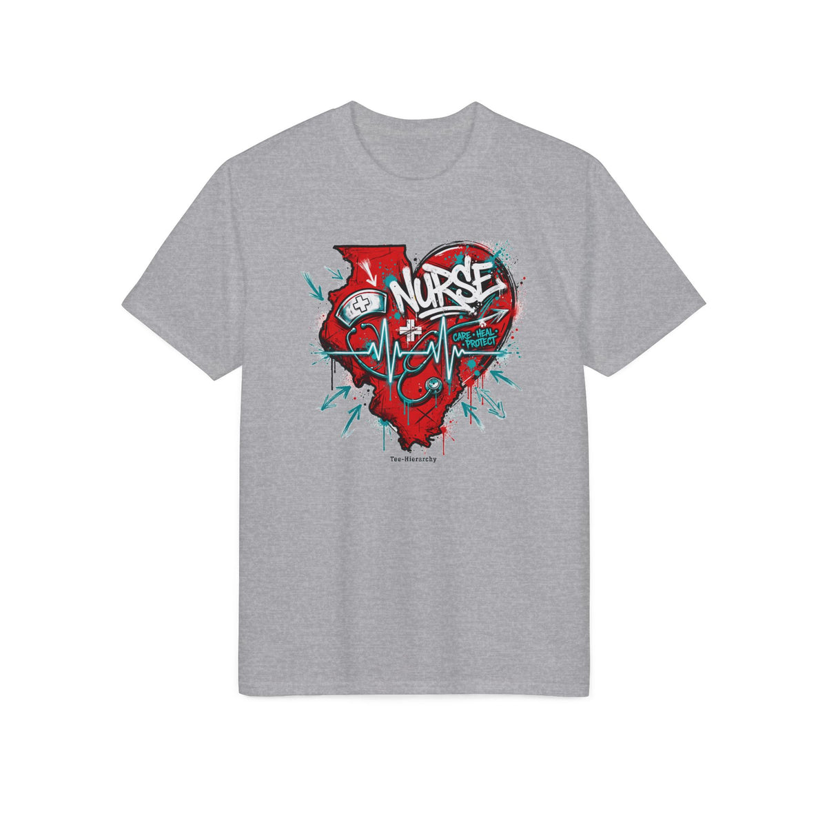 Nurse Heartbeat Performance T-Shirt — Graffiti Nurse ECG Design
