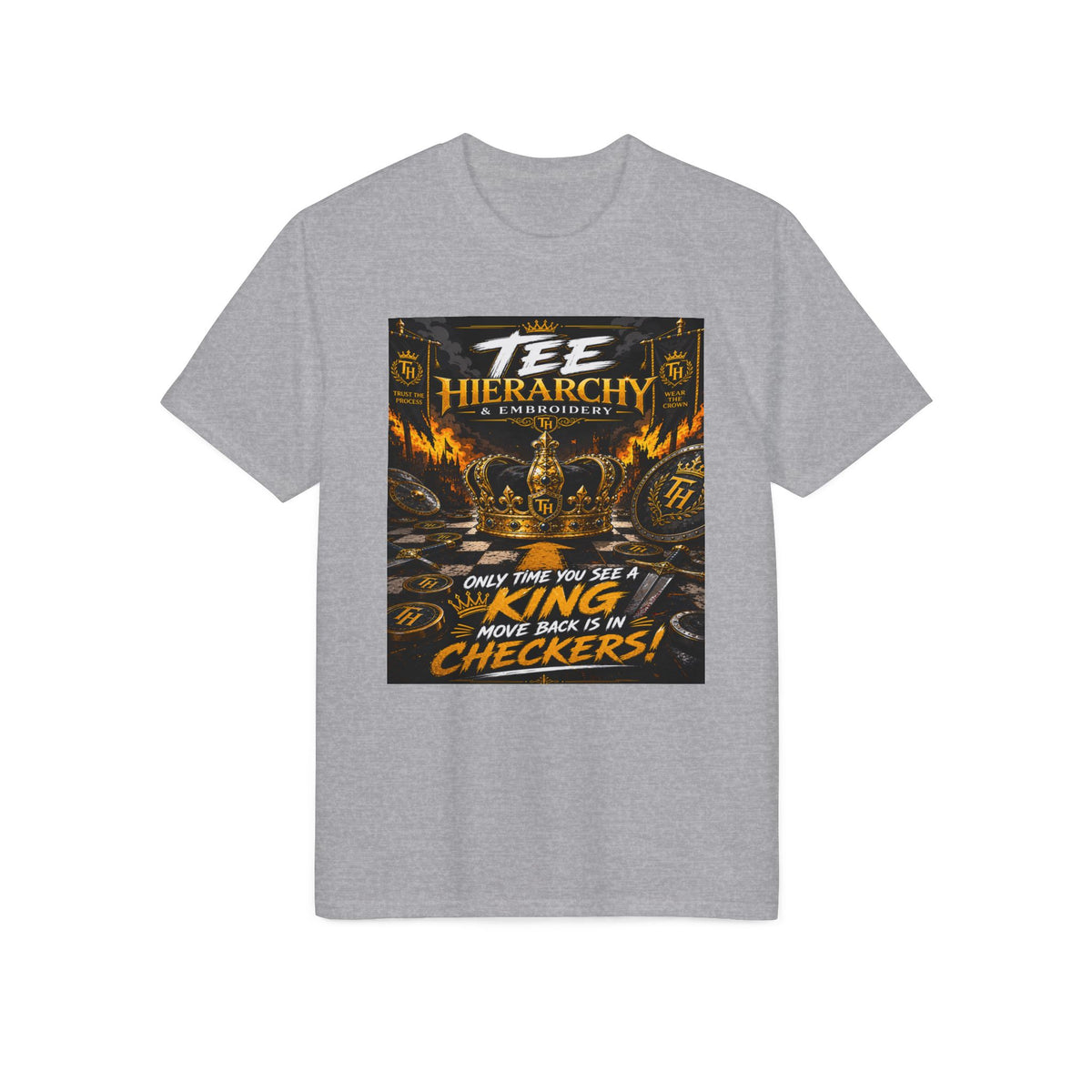 King in Checkers Graphic T-Shirt — Tee Hierarchy Chess-Inspired Design