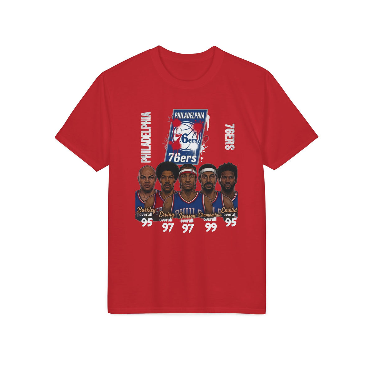 76ers Legends T-Shirt — Philadelphia Sixers Player Faces & Logo Basketball Tee