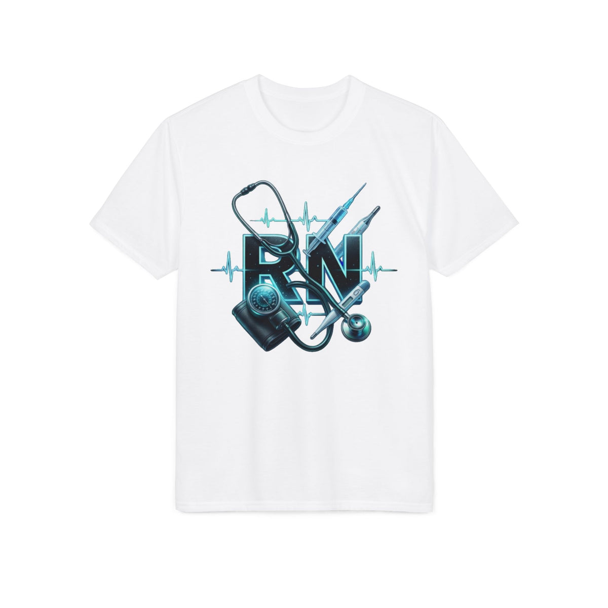 Medical Team T-Shirt — Stethoscope & Scrubs Heartbeat Design