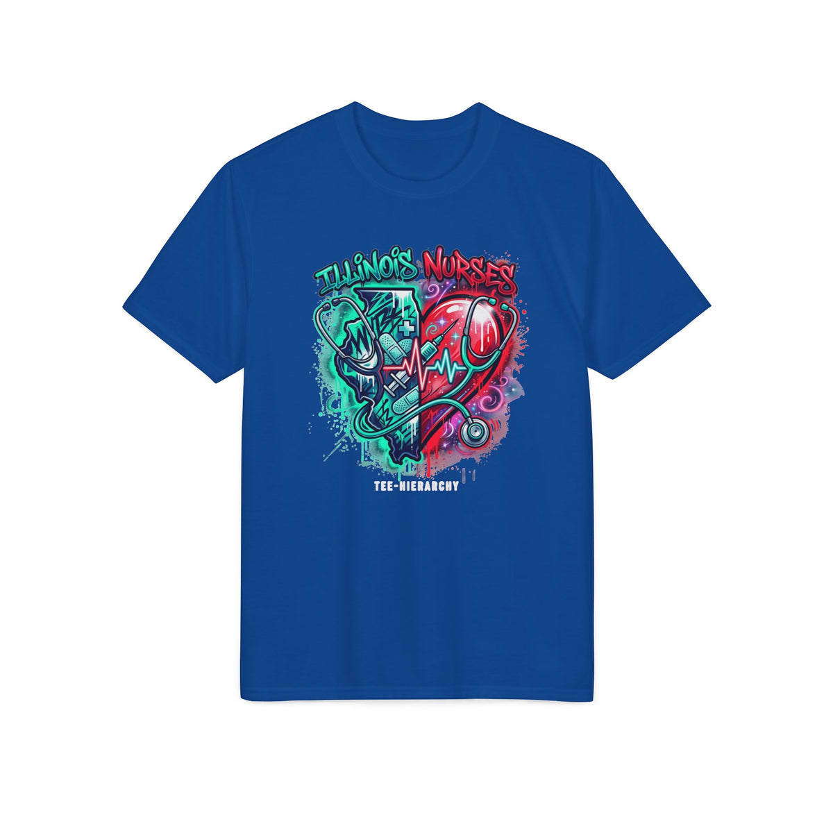 Nurse Heartbeat Graphic T-Shirt — "Nurses" Split Heart Medical Tee
