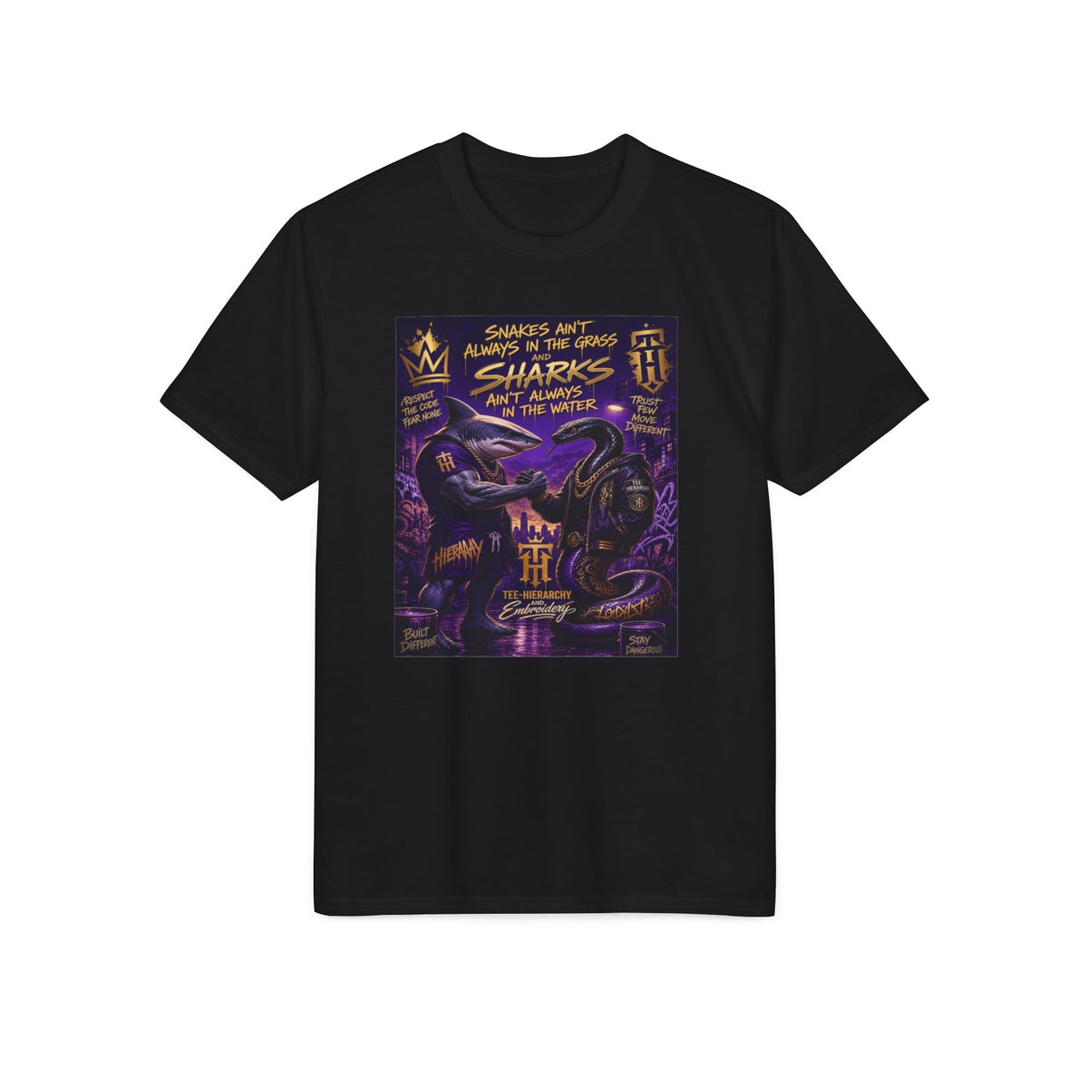 Sharks Ain't Afraid Performance T-Shirt — Bold Shark Graphic Tee for Surfers & Ocean Lovers