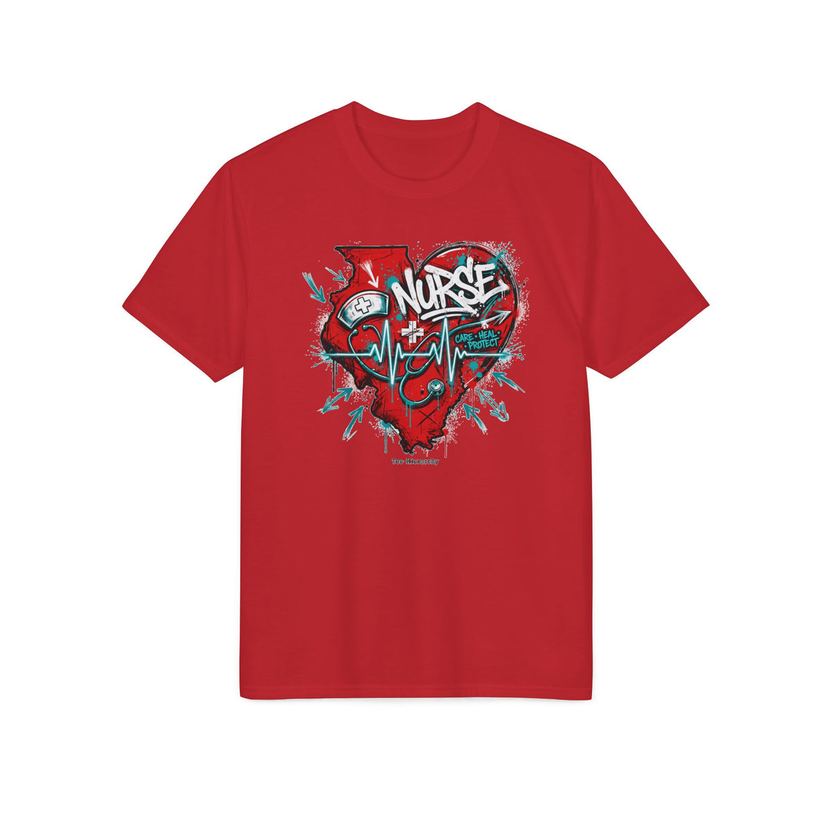 Nurse Heartbeat Performance T-Shirt — Graffiti Nurse ECG Design