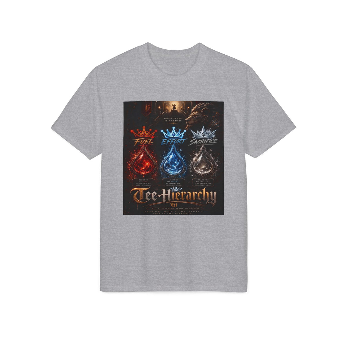 Arcane Elements Tee — Fire Water Earth Crown 'Tee-Hierarchy' Fantasy Graphic T-Shirt