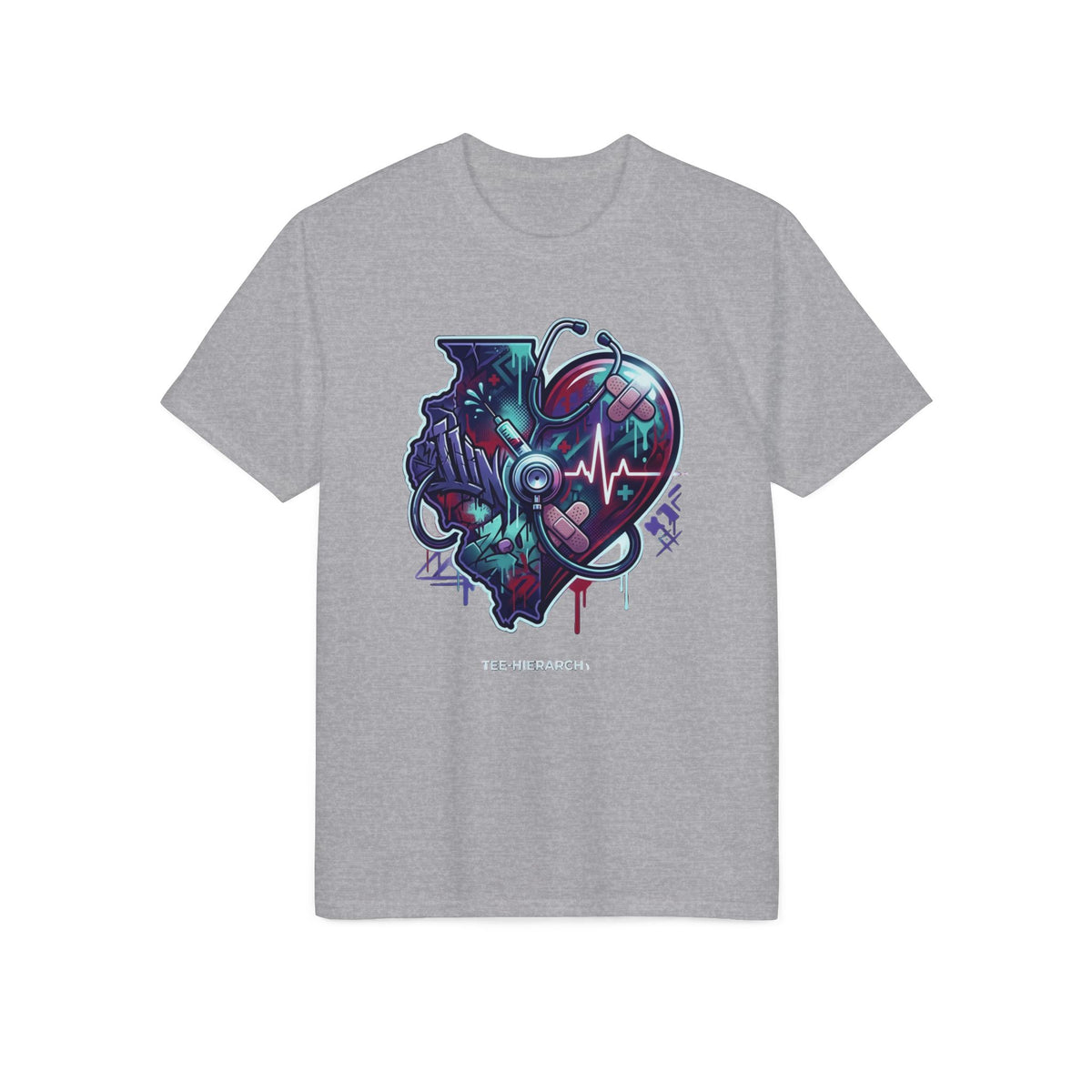 Illinois Heartbeat Graphic T‑Shirt — Stethoscope & EKG Medical Art