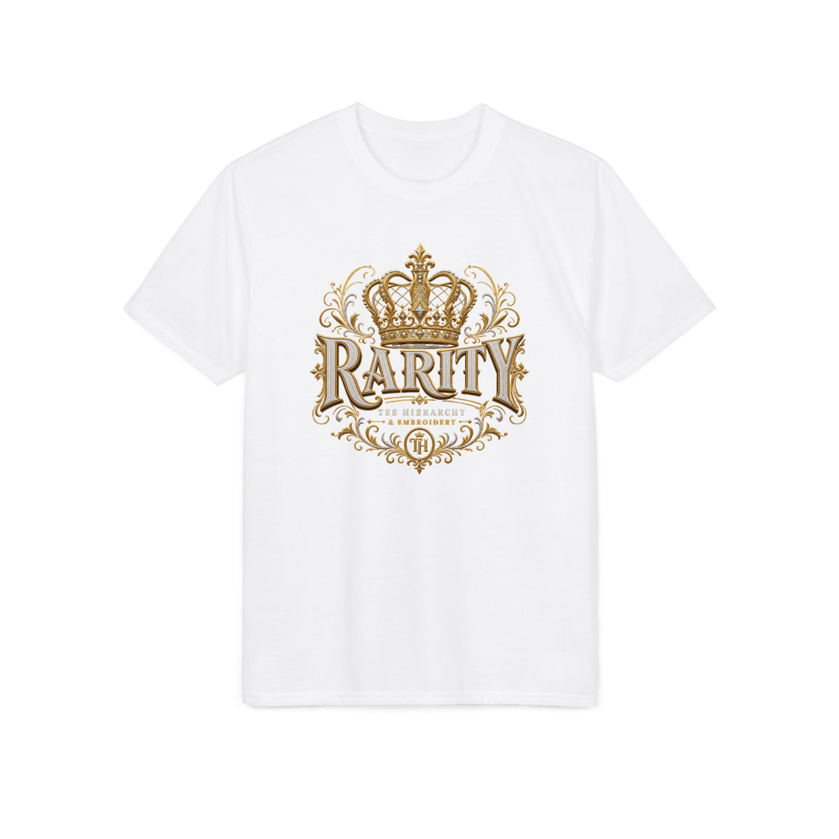 Royalty Rarity Crown T-Shirt — Gold Ornate Monarch Graphic