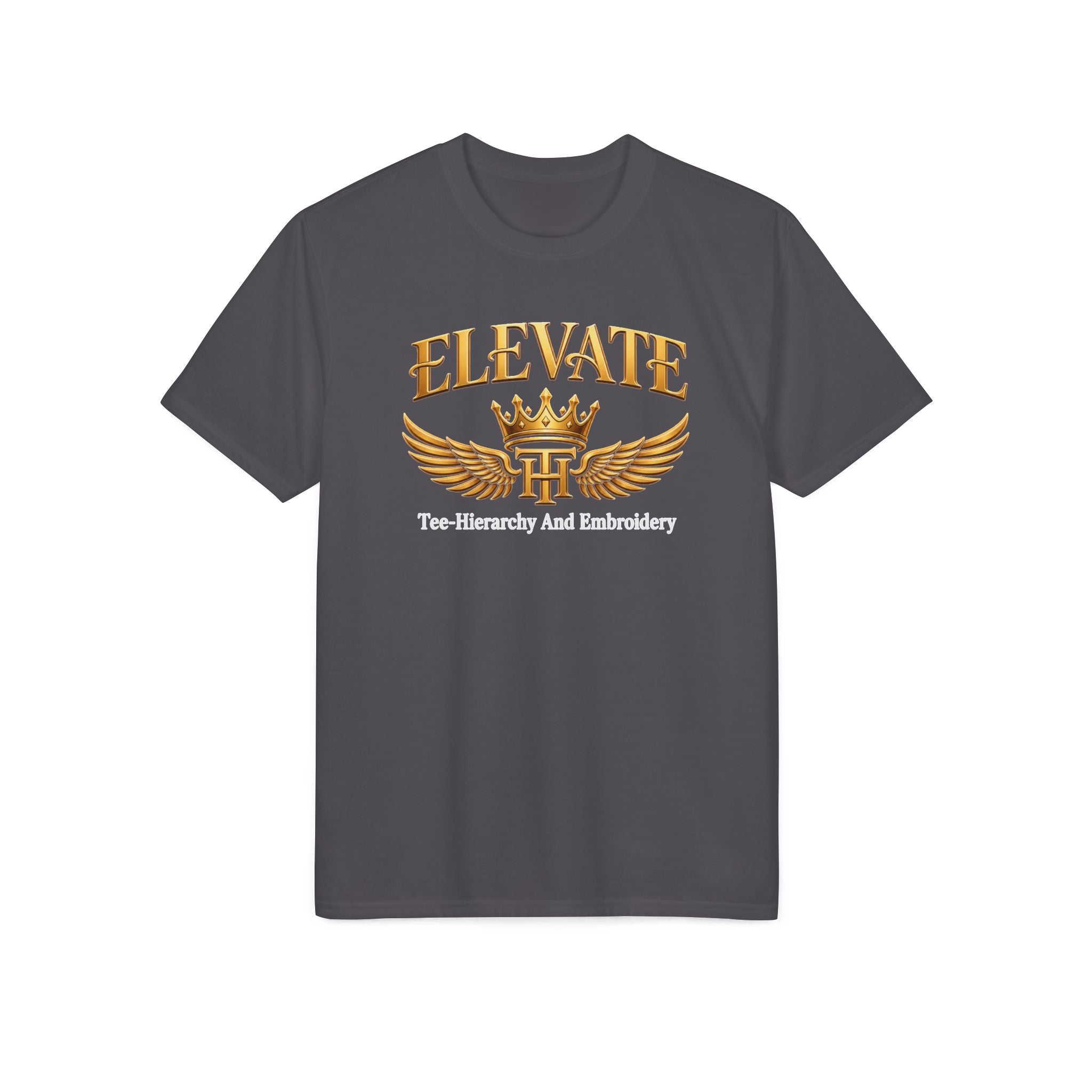 Elevate Wings Crown T-Shirt — "Elevate: Leadership and Leadership" Motivational Graphic Tee