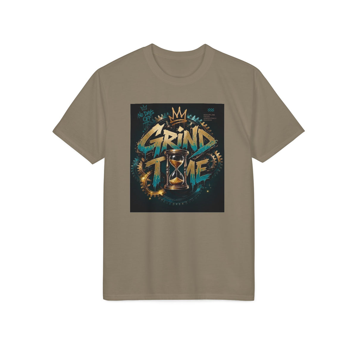 Grind Time Performance T‑Shirt — Motivational Gym Tee with Hourglass Graphic