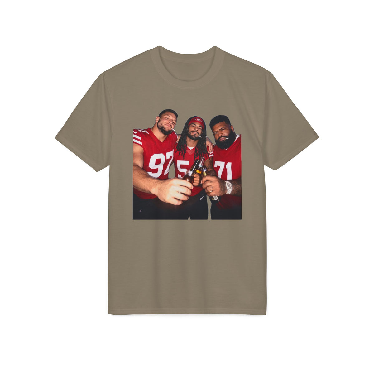 Football Team Photo T-Shirt — Teammates Celebratory Print