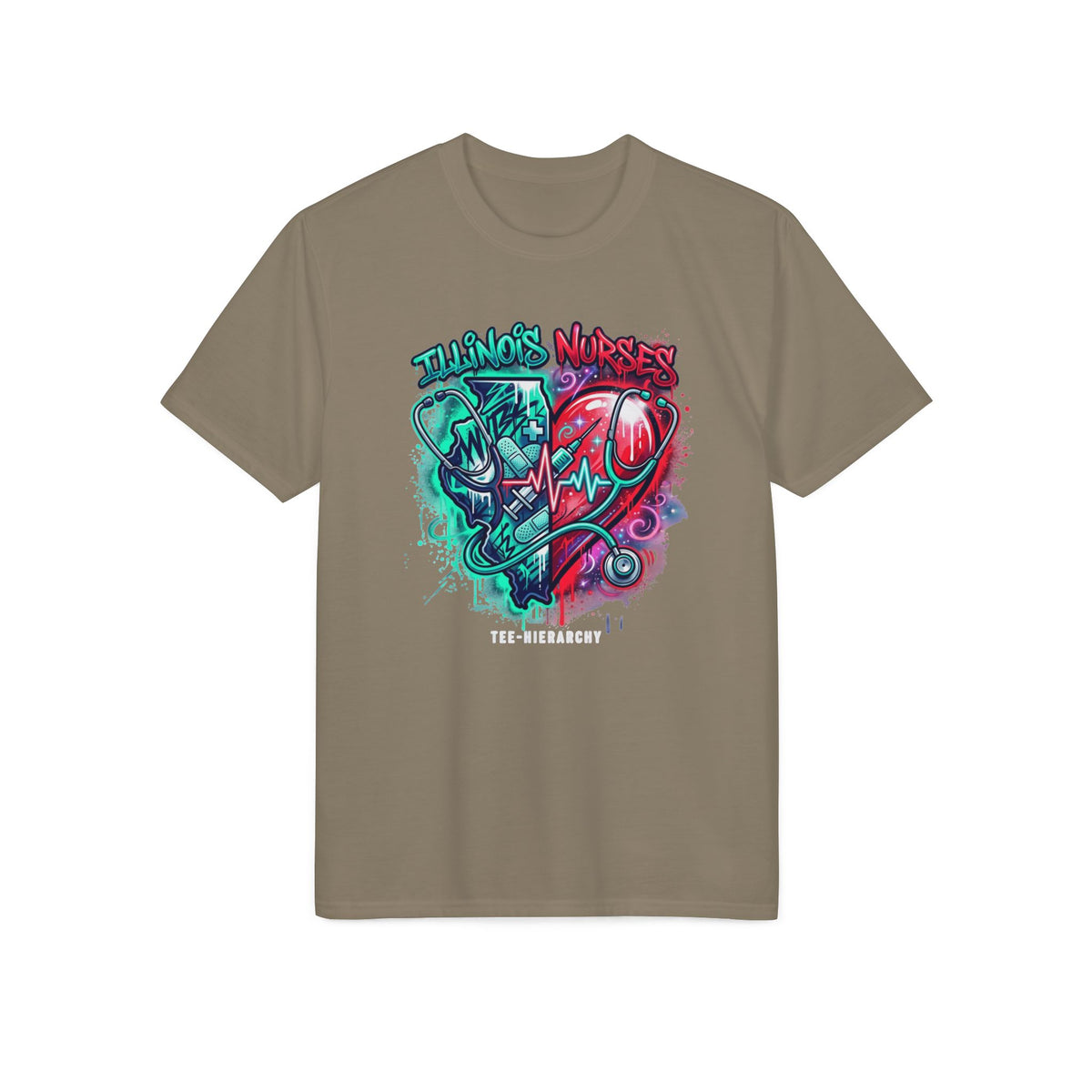 Nurse Heartbeat Graphic T-Shirt — "Nurses" Split Heart Medical Tee