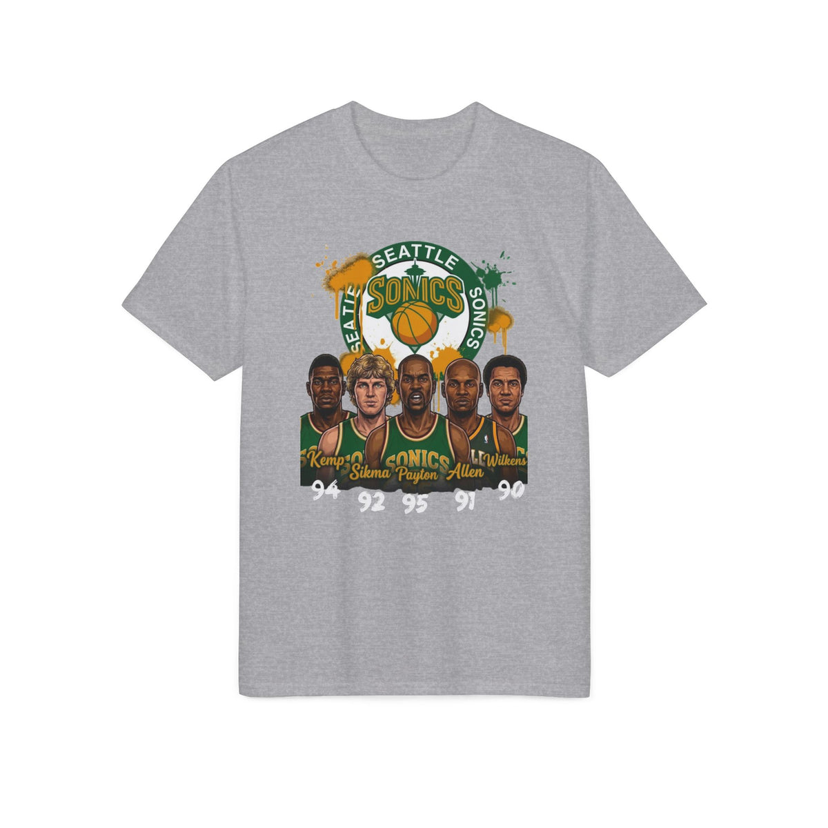 Seattle Sonics Vintage Players Graphic T-Shirt — Retro Basketball Jersey Tribute