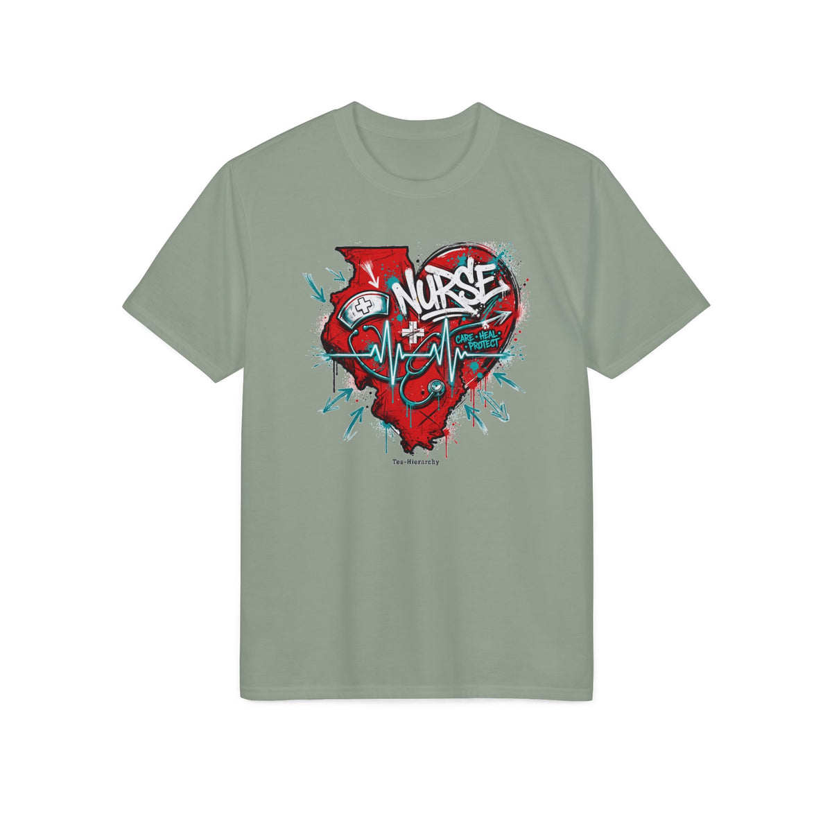 Nurse Heartbeat Performance T-Shirt — Graffiti Nurse ECG Design