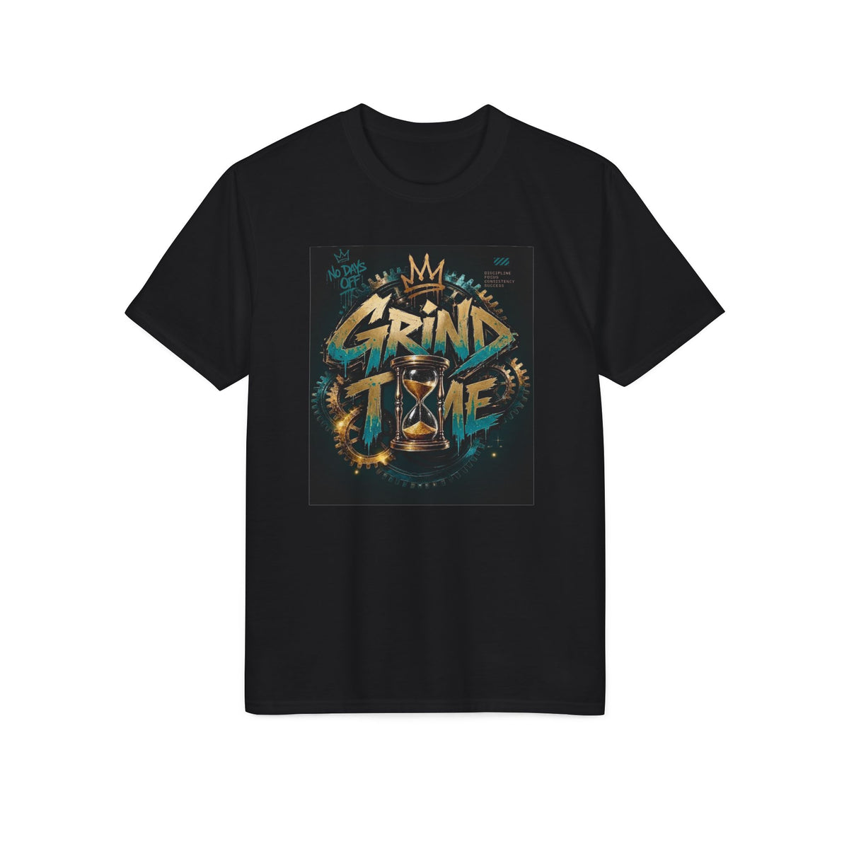 Grind Time Performance T‑Shirt — Motivational Gym Tee with Hourglass Graphic