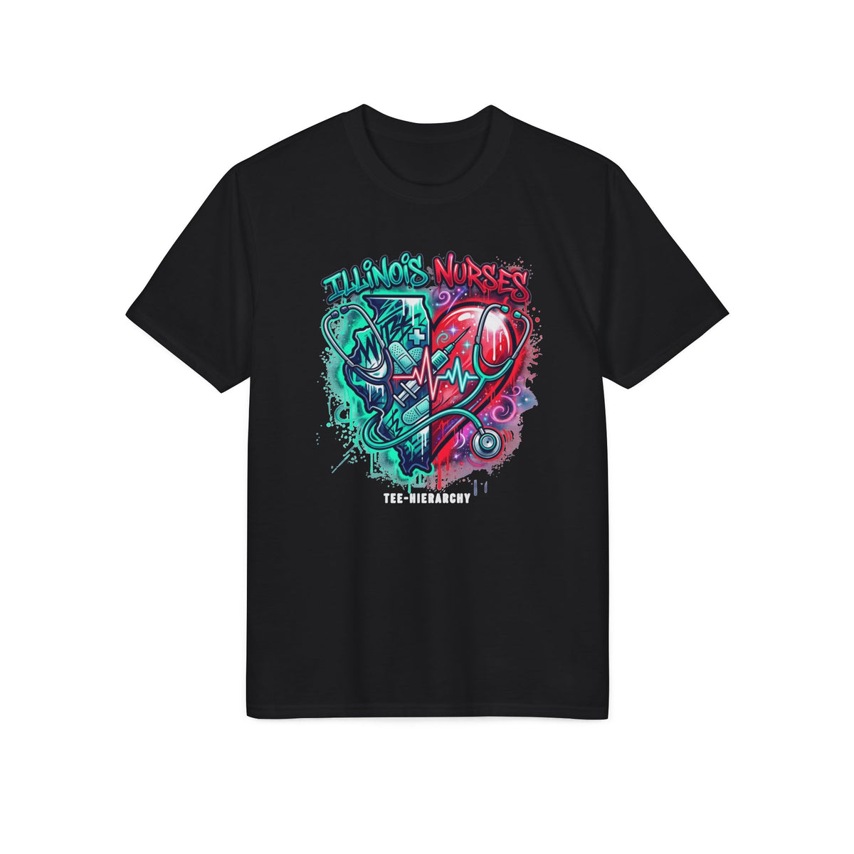 Nurse Heartbeat Graphic T-Shirt — "Nurses" Split Heart Medical Tee