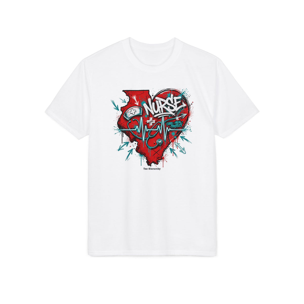 Nurse Heartbeat Performance T-Shirt — Graffiti Nurse ECG Design
