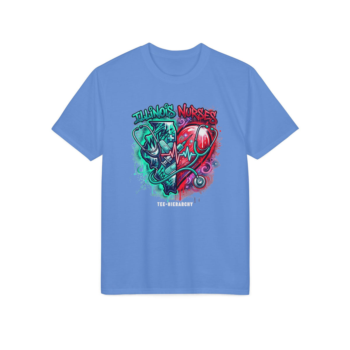 Nurse Heartbeat Graphic T-Shirt — "Nurses" Split Heart Medical Tee