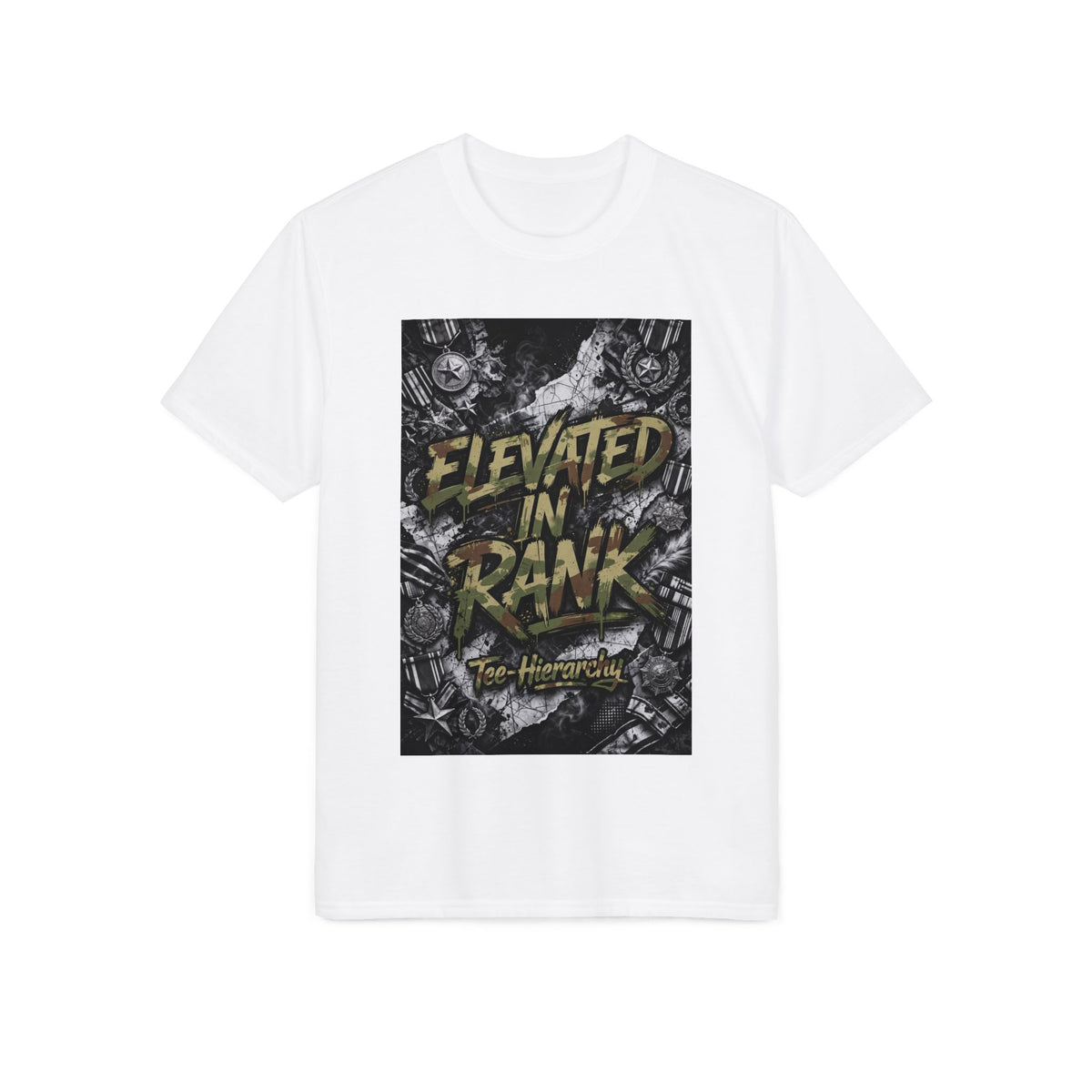 Elite Ranked Rock Tee — "Elevated Rank" Gold Emblem Performance T-Shirt