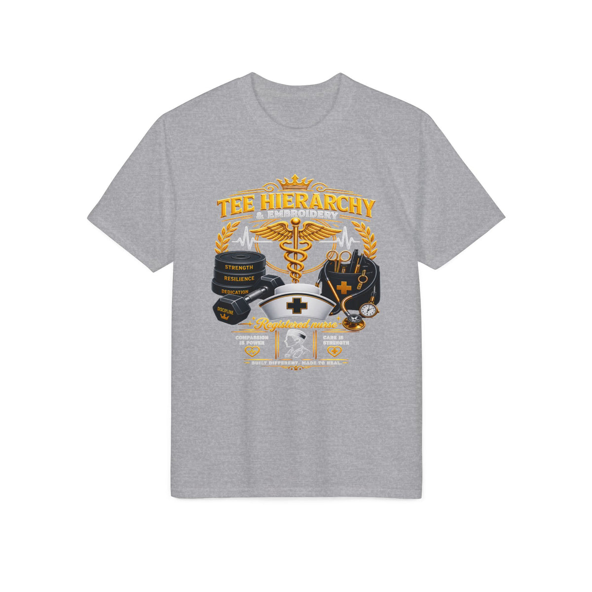 Nurse & EMS ‘Tee Hierarchy’ Medical Emblem Performance T-Shirt male