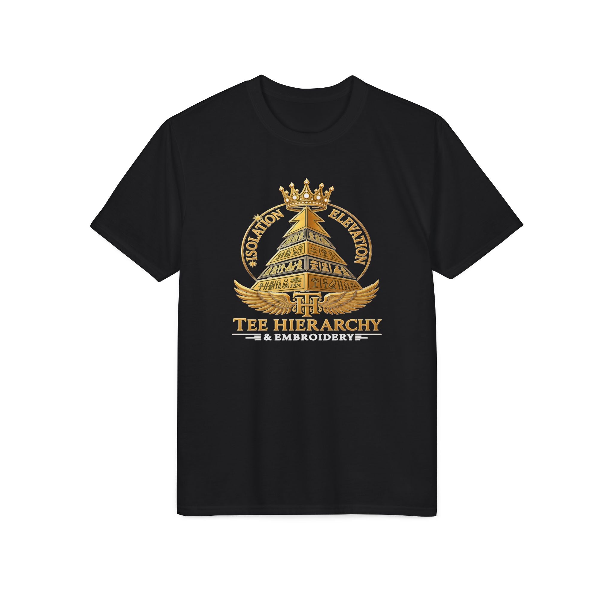 The Hierarchy Pyramid T-Shirt — Gold Crown Graphic Performance Tee