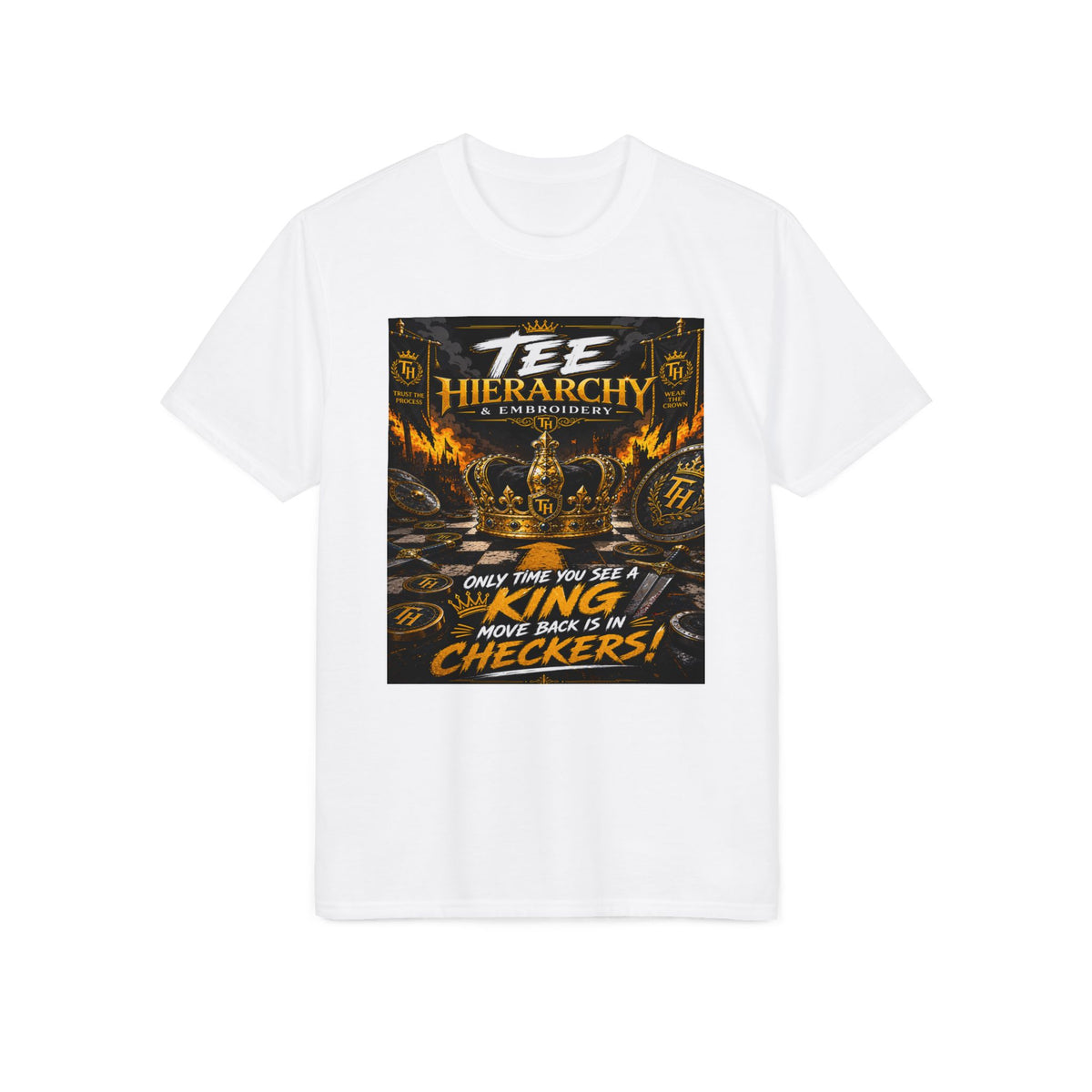 King in Checkers Graphic T-Shirt — Tee Hierarchy Chess-Inspired Design