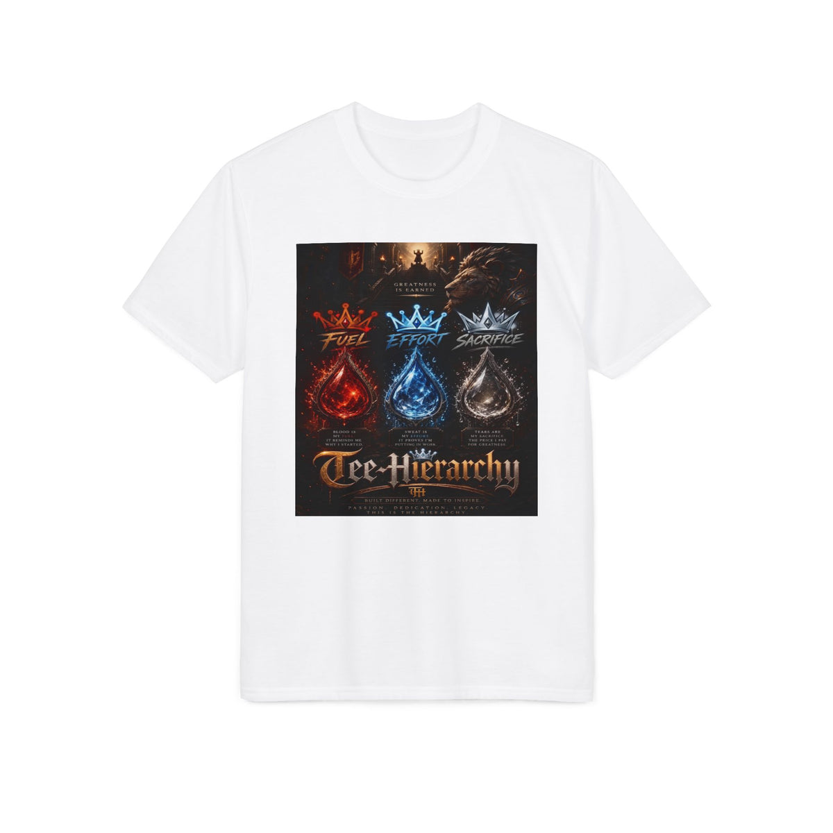 Arcane Elements Tee — Fire Water Earth Crown 'Tee-Hierarchy' Fantasy Graphic T-Shirt