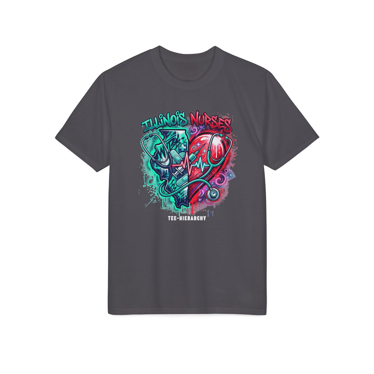 Nurse Heartbeat Graphic T-Shirt — "Nurses" Split Heart Medical Tee