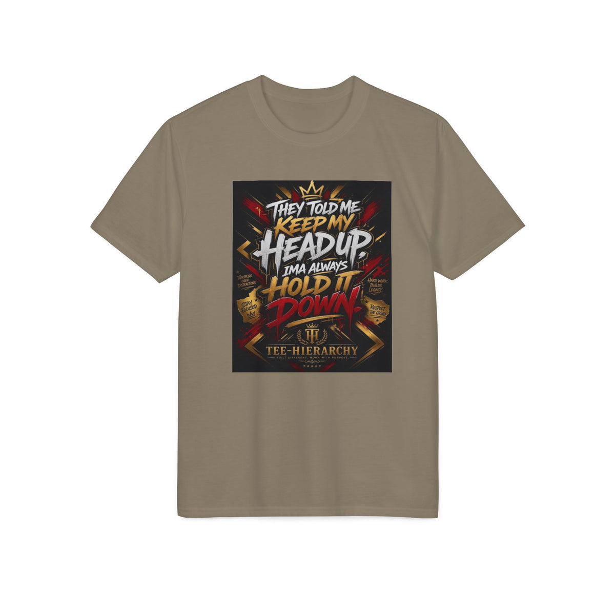 Motivational 'Keep My Head Up, Hold It Down' Graphic T-Shirt