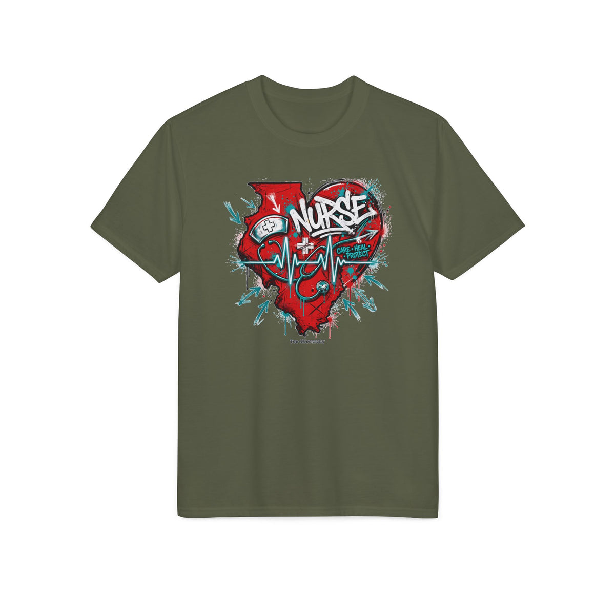 Nurse Heartbeat Performance T-Shirt — Graffiti Nurse ECG Design