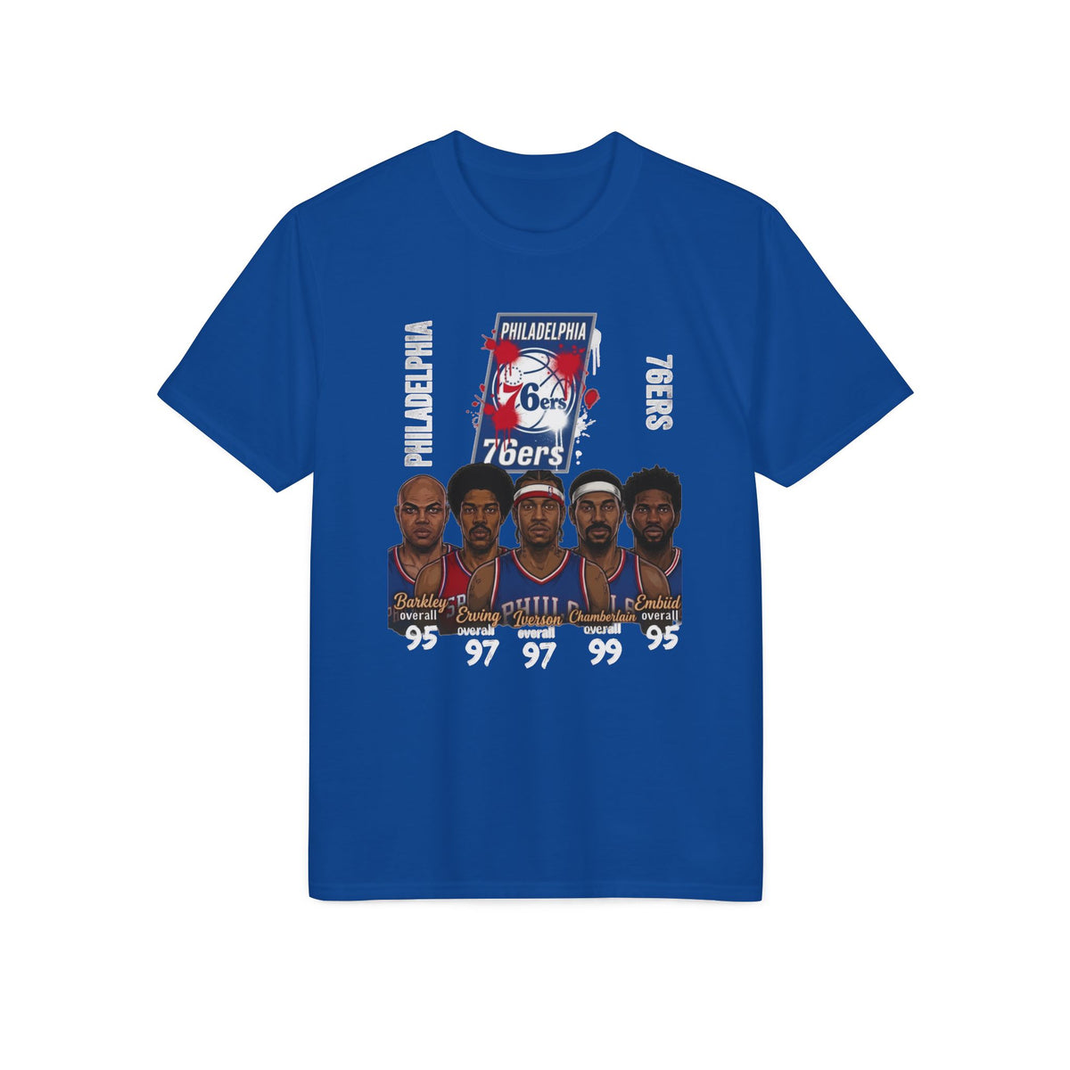 76ers Legends T-Shirt — Philadelphia Sixers Player Faces & Logo Basketball Tee