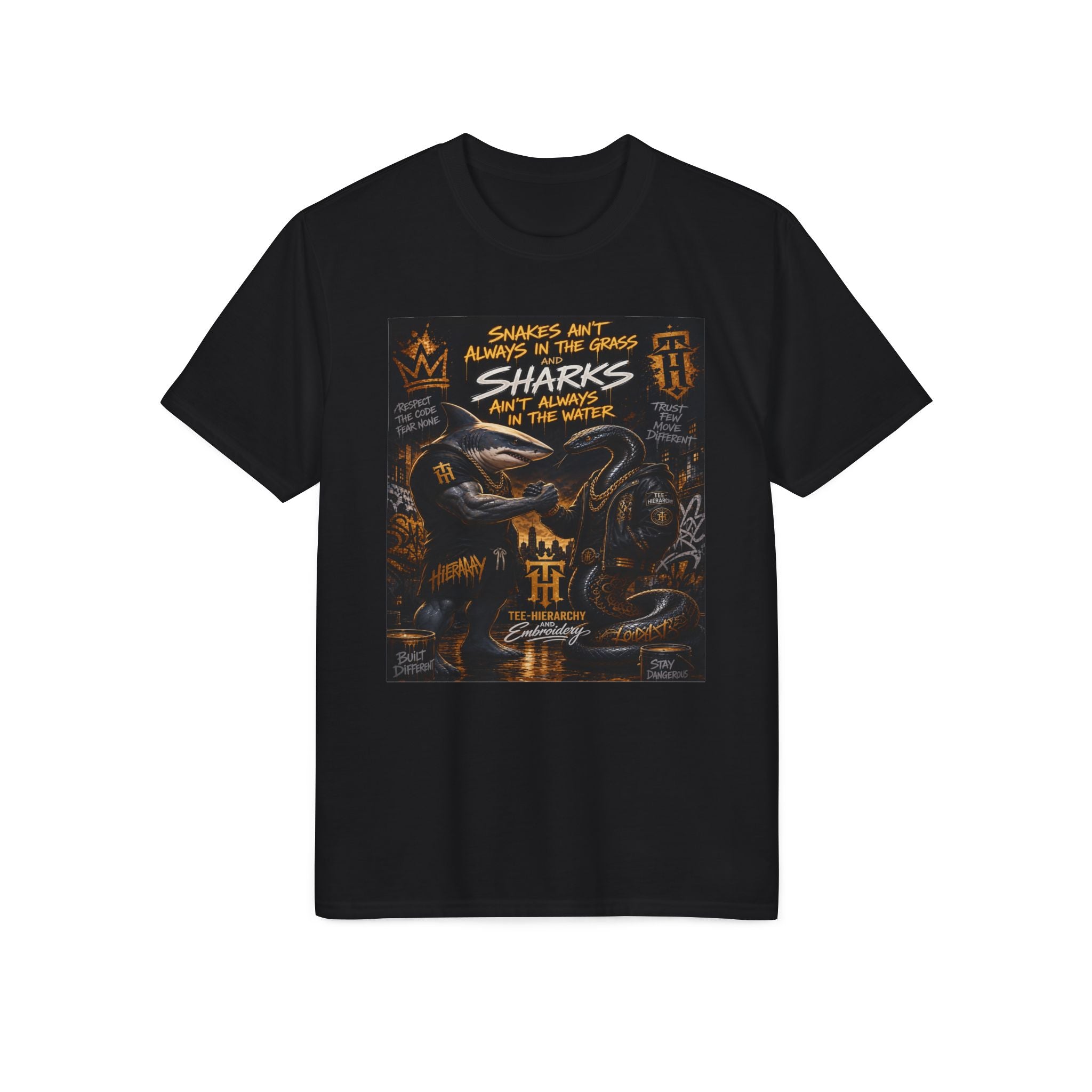 Sharks Ain't Afraid Performance T-Shirt — Bold Shark Graphic Tee for Surfers & Ocean Lovers
